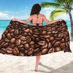 Roasted Coffee Bean Print Beach Sarong Wrap