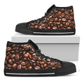 Roasted Coffee Bean Print Black High Top Sneakers
