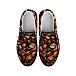 Roasted Coffee Bean Print Black Slip On Shoes