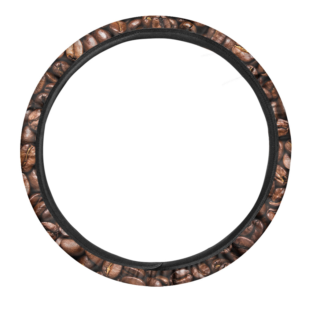 Roasted Coffee Bean Print Car Steering Wheel Cover