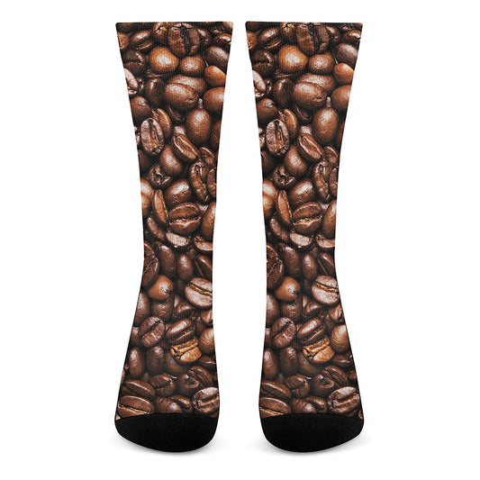 Roasted Coffee Bean Print Crew Socks