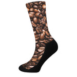 Roasted Coffee Bean Print Crew Socks
