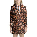 Roasted Coffee Bean Print Pullover Hoodie Dress
