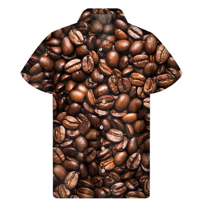 Roasted Coffee Bean Print Men's Short Sleeve Shirt