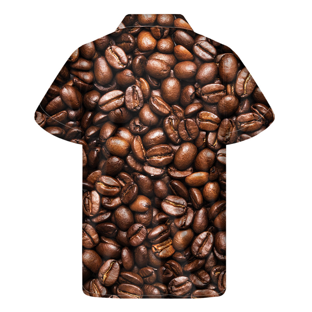 Roasted Coffee Bean Print Men's Short Sleeve Shirt