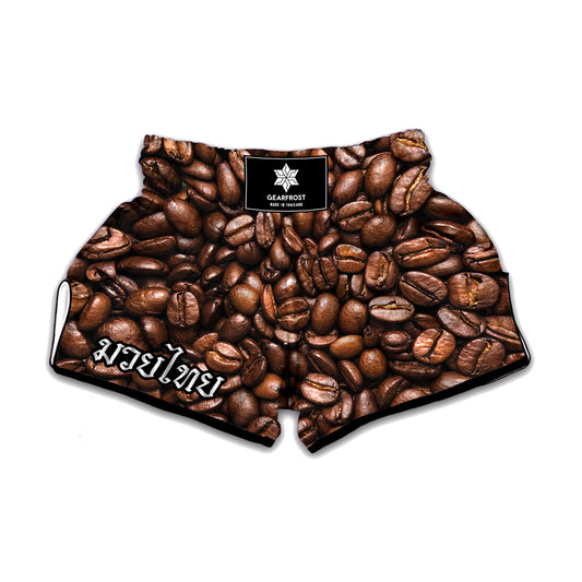 Roasted Coffee Bean Print Muay Thai Boxing Shorts