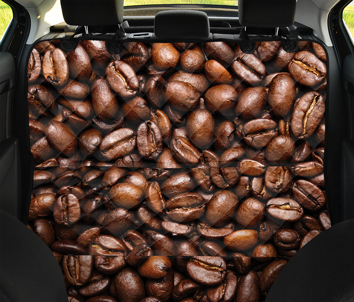Roasted Coffee Bean Print Pet Car Back Seat Cover