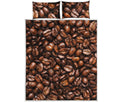 Roasted Coffee Bean Print Quilt Bed Set