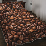 Roasted Coffee Bean Print Quilt Bed Set