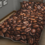 Roasted Coffee Bean Print Quilt Bed Set