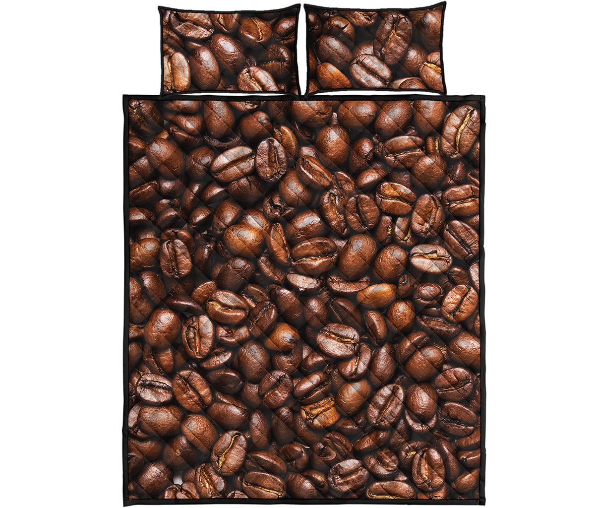 Roasted Coffee Bean Print Quilt Bed Set