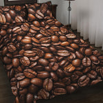 Roasted Coffee Bean Print Quilt Bed Set