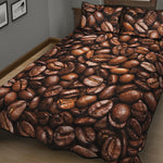 Roasted Coffee Bean Print Quilt Bed Set