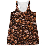 Roasted Coffee Bean Print Women's Racerback Tank Top