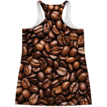 Roasted Coffee Bean Print Women's Racerback Tank Top