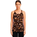 Roasted Coffee Bean Print Women's Racerback Tank Top