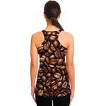 Roasted Coffee Bean Print Women's Racerback Tank Top