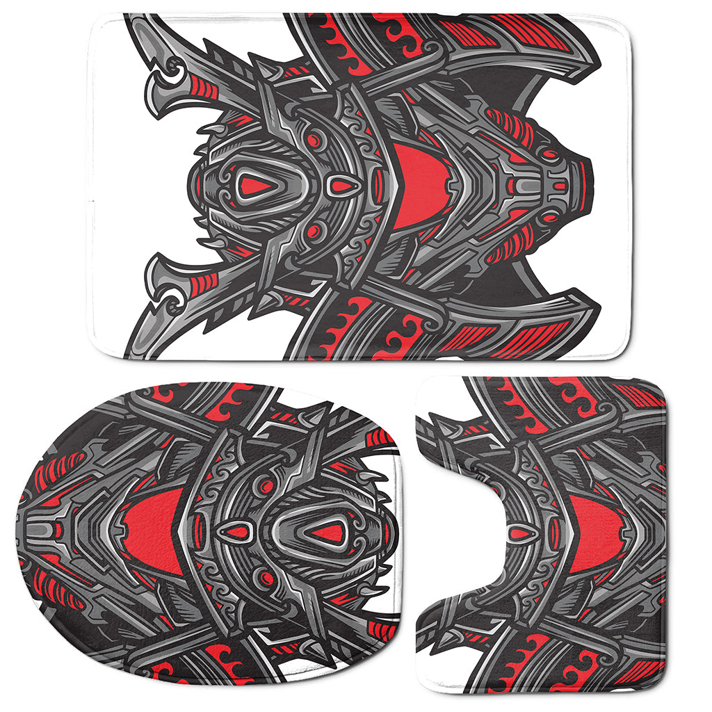 Robot Samurai Mask Print 3 Piece Bath Mat Set
