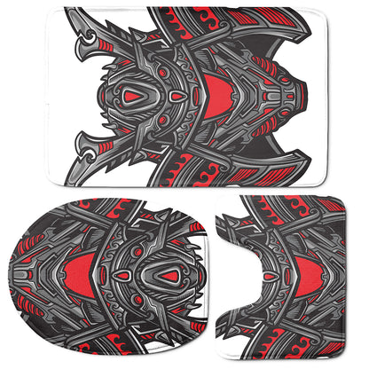 Robot Samurai Mask Print 3 Piece Bath Mat Set