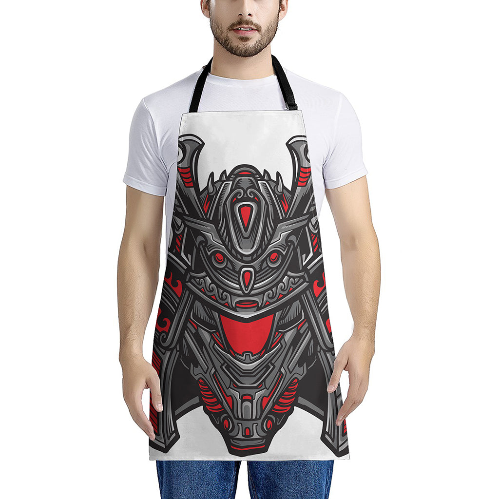 Robot Samurai Mask Print Apron