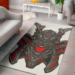 Robot Samurai Mask Print Area Rug