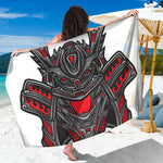 Robot Samurai Mask Print Beach Sarong Wrap