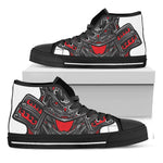 Robot Samurai Mask Print Black High Top Shoes