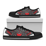 Robot Samurai Mask Print Black Low Top Shoes 