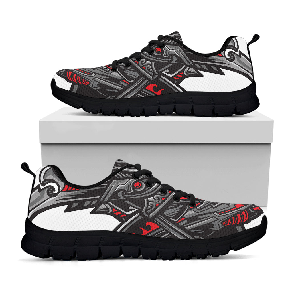 Robot Samurai Mask Print Black Sneakers