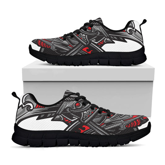 Robot Samurai Mask Print Black Sneakers