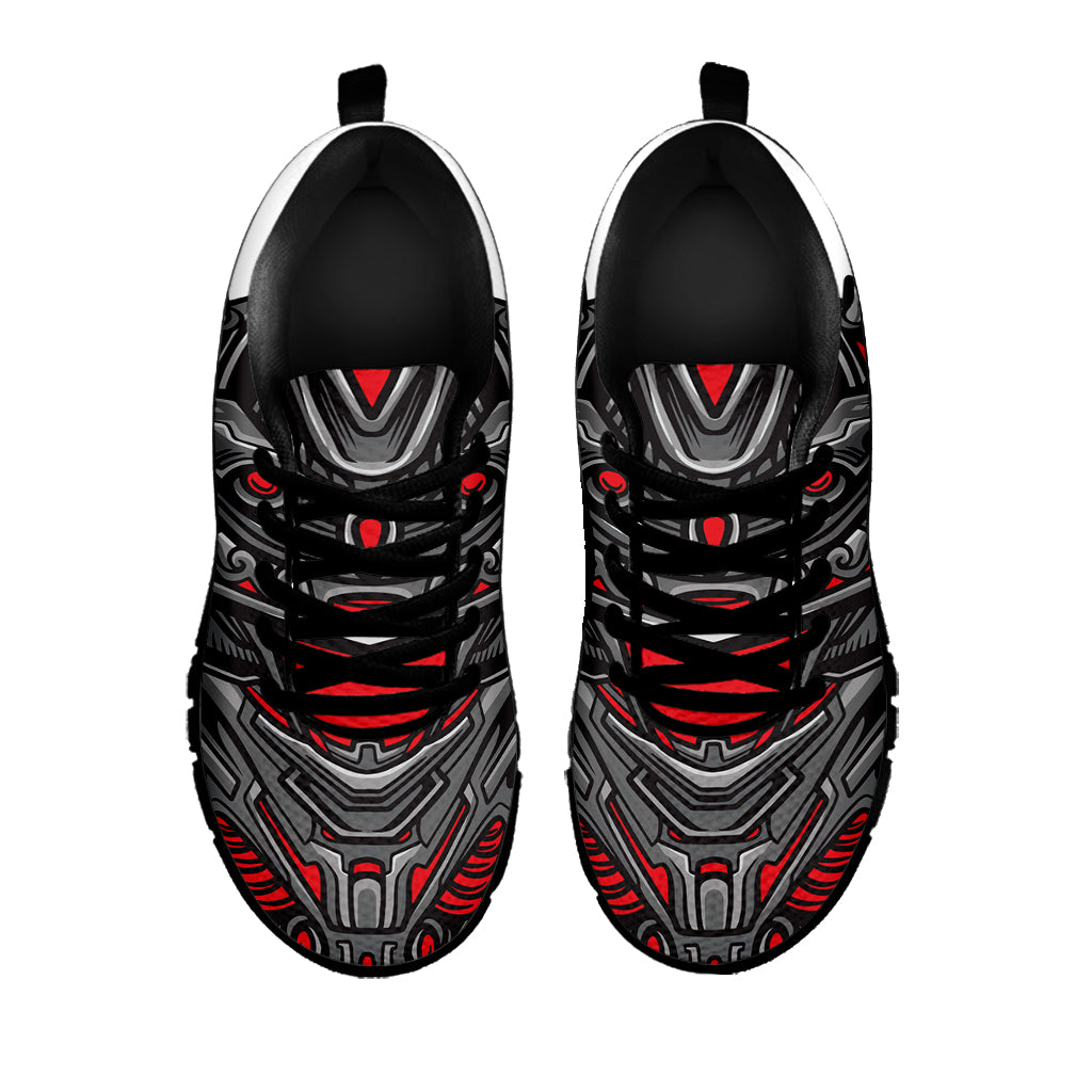 Robot Samurai Mask Print Black Sneakers
