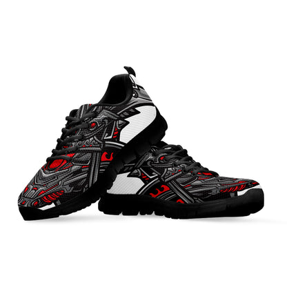 Robot Samurai Mask Print Black Sneakers