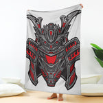 Robot Samurai Mask Print Blanket