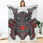 Robot Samurai Mask Print Blanket