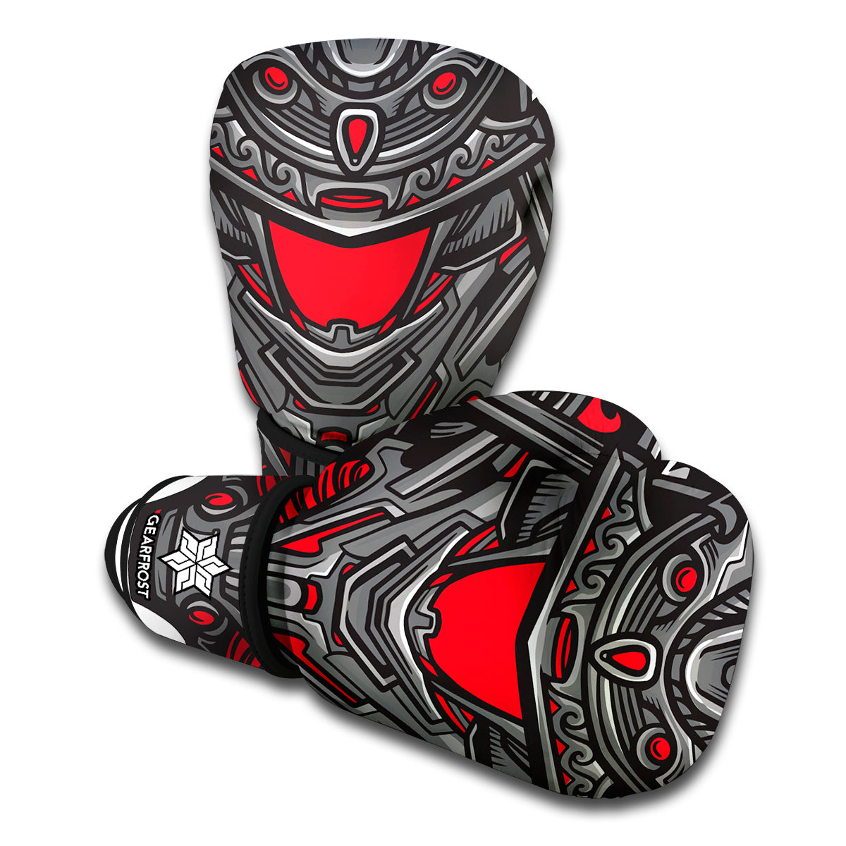 Robot Samurai Mask Print Boxing Gloves