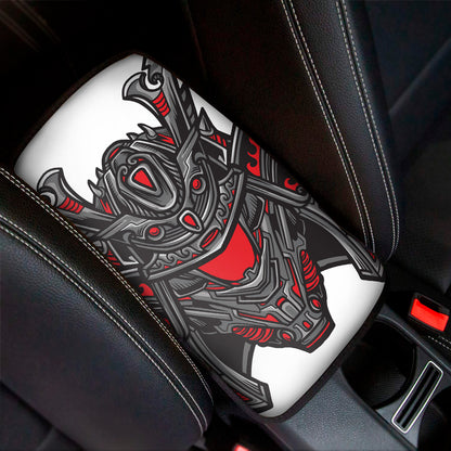 Robot Samurai Mask Print Car Center Console Cover