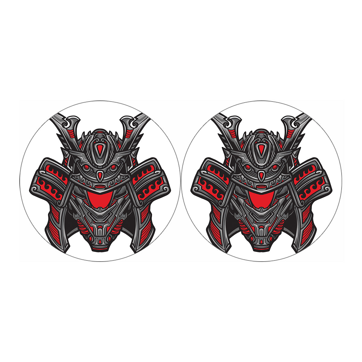 Robot Samurai Mask Print Car Coasters