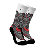 Robot Samurai Mask Print Crew Socks