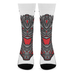 Robot Samurai Mask Print Crew Socks