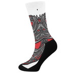 Robot Samurai Mask Print Crew Socks