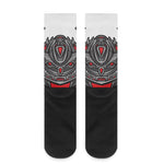 Robot Samurai Mask Print Crew Socks