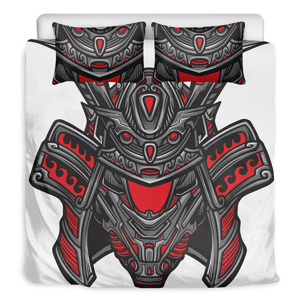 Robot Samurai Mask Print Duvet Cover Bedding Set
