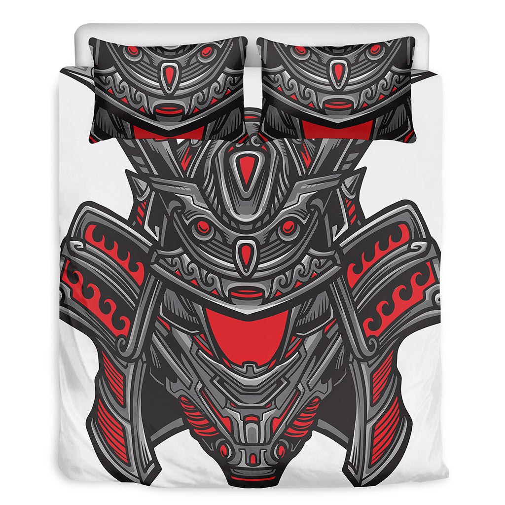 Robot Samurai Mask Print Duvet Cover Bedding Set