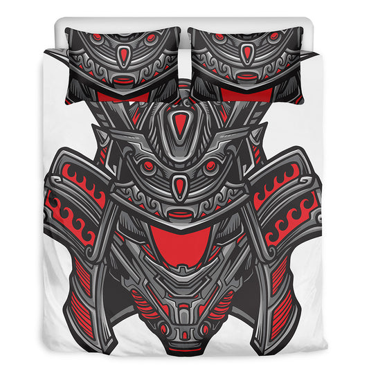Robot Samurai Mask Print Duvet Cover Bedding Set
