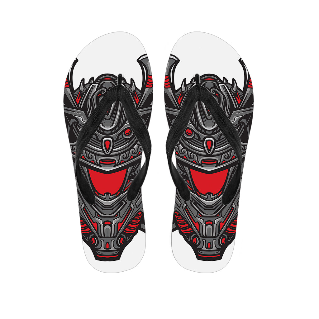 Robot Samurai Mask Print Flip Flops