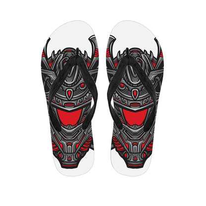 Robot Samurai Mask Print Flip Flops