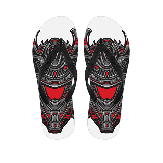 Robot Samurai Mask Print Flip Flops
