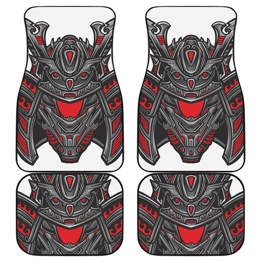 Robot Samurai Mask Print Front and Back Car Floor Mats