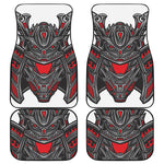 Robot Samurai Mask Print Front and Back Car Floor Mats