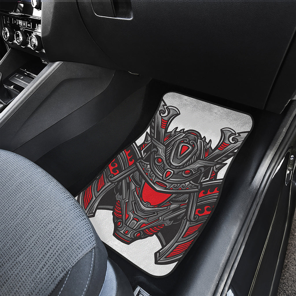 Robot Samurai Mask Print Front and Back Car Floor Mats